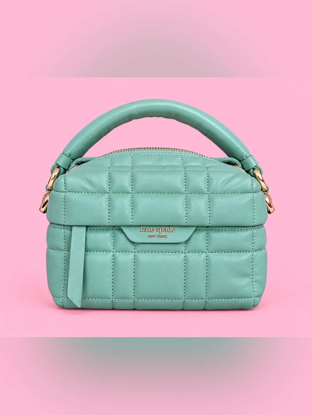 Kate Spade teal quilted crossbody with top handle